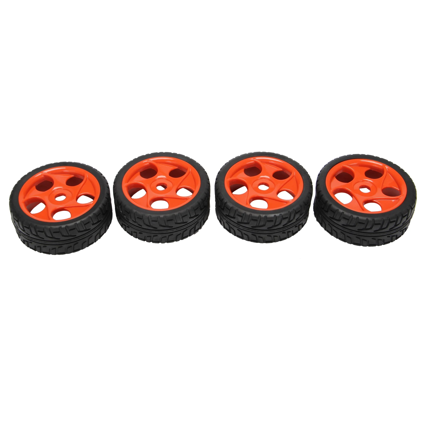 

4Pcs RC Buggy Off Flat Run Tires 100MM Rubber Tyre Plastic Wheel Rim Hex Adapter 17MM for 1/8 RC Car Accessories Red