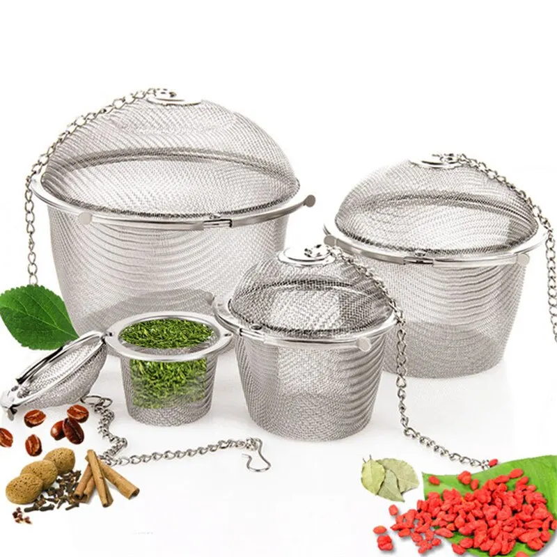 

Stainless Steel Cooking Spices Infuser Fine Mesh Loose Tea Herbal Strainer Filter with Extended Chain Kitchen Seasoning Balls