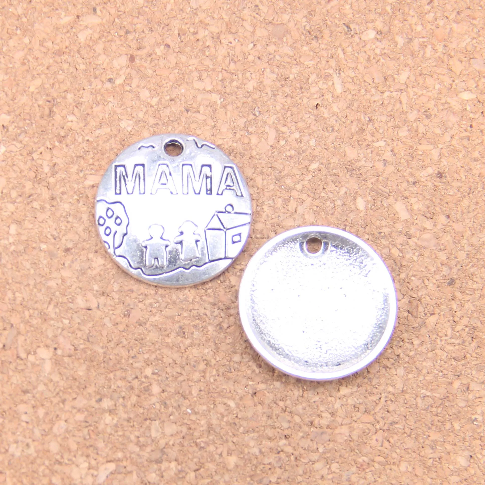 

48pcs Charms mama children home 22mm Antique Pendants,Vintage Tibetan Silver Jewelry,DIY for bracelet necklace