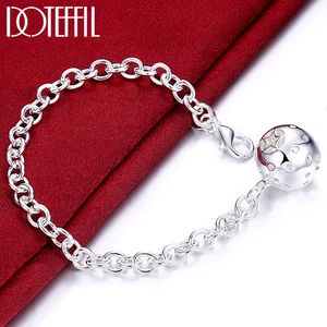 DOTEFFIL 925 Sterling Silver Chain Ball Bead Bracelet For Women Wedding Engagement Party Fashion Charm Jewelry