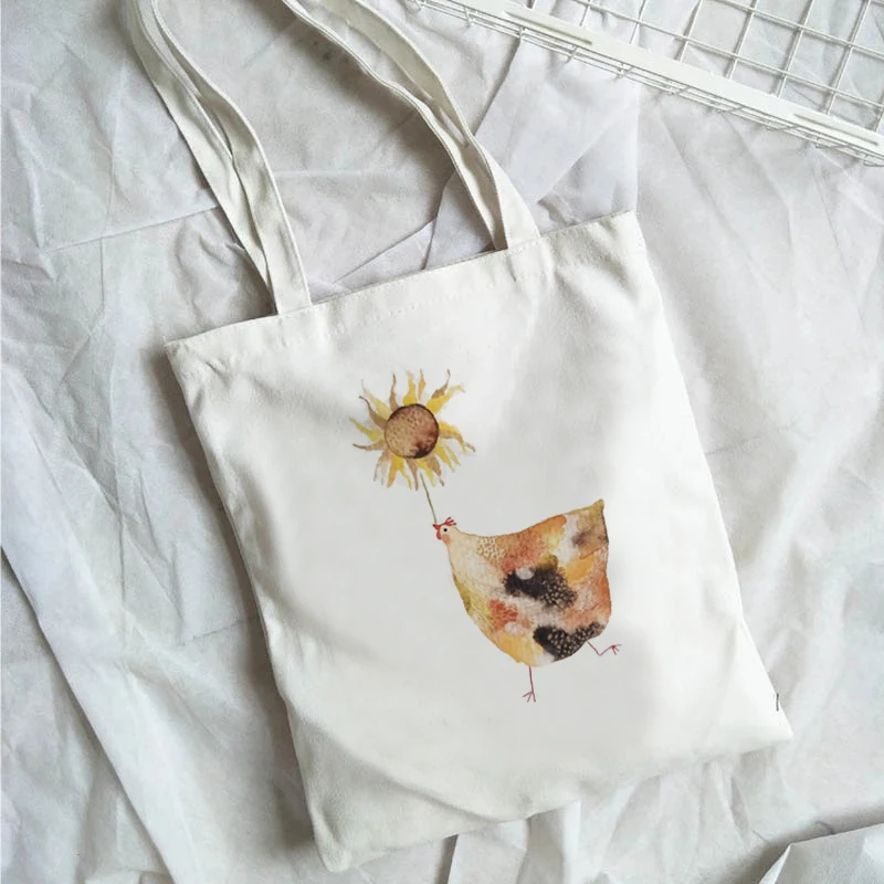 

2022 Beach Travel Canvas Bag Cartoon Animal Print Kawaii Bag Harajuku Shopping Canvas Shopping Bag Girl Handbag Handbag One Shou