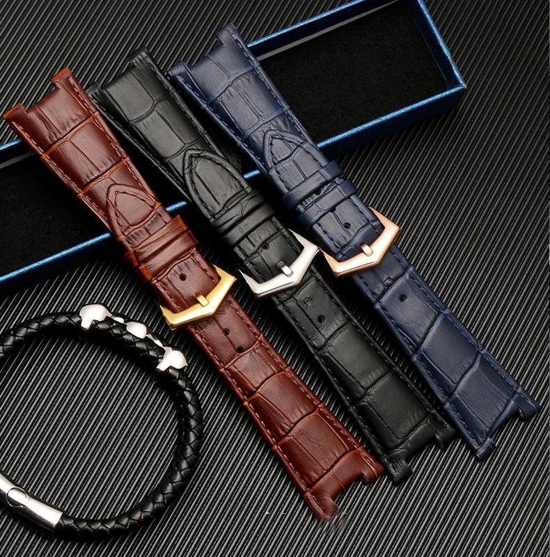 Genuine Leather Watch Band For Patek Philippe 5711 5712G Nautilus Watchs Men Women Concave convex mouth Watch Strap 25-12mm