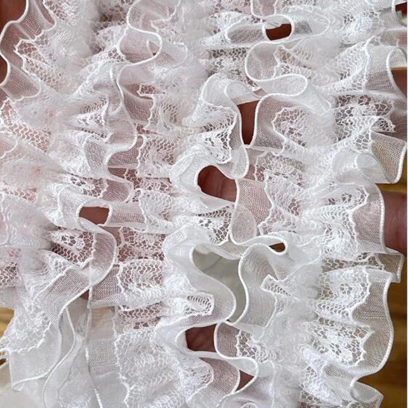 

1 м плиссированная эластичная тюль, белая кружевная лента 4 см, вышивка, кружево, ткань, K17