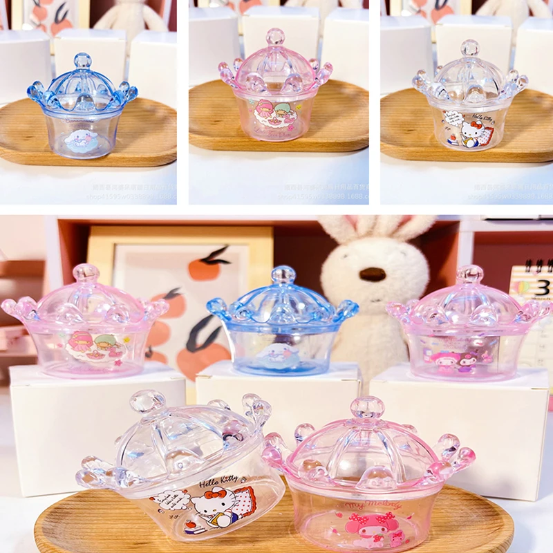 

Kittys Mymelody Kuromi Cinnamoroll женская коробка для хранения мультяшных аниме в форме короны настольное Кольцо Серьги Ожерелье чехол Подарок