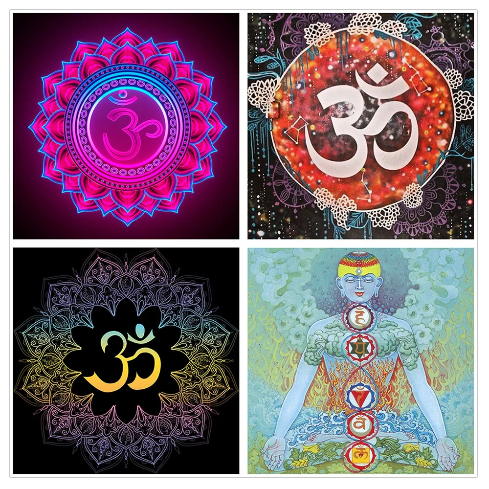 

Алмазная живопись 5D Yoga, символы мандалы, для рукоделия, алмазная вышивка, вышивка крестиком для индуизма