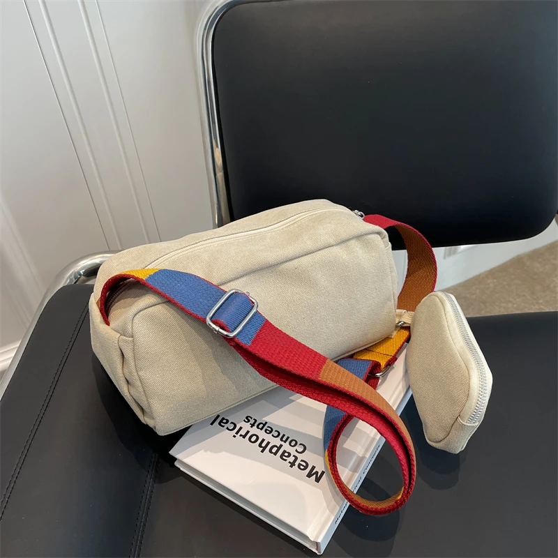 Casual Canvas Messenger Bag for Women Fashion Simple Shoulder Bags with Purse Bolsa Feminina Crossbody Bag Female Handbags Sac