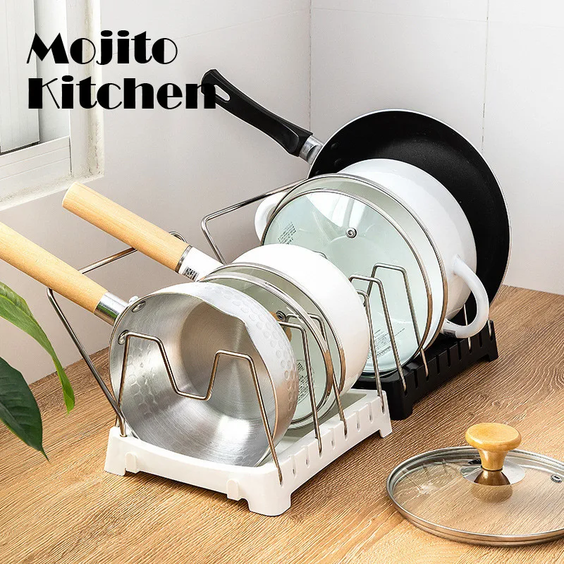 Кухонный шкаф органайзеры для кастрюль и сковородок расширяемая полка хранения