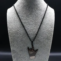 gesture i love you stainless steel necklaces men jewerly black color hip hop charms necklaces jewelry collier homme n17938s08