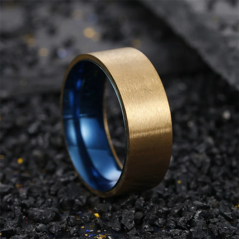 

European and American Trend Two-color Contrast Color Men's Ring Electroplating Frosted Jewelry New High-quality Cold Wind Ring