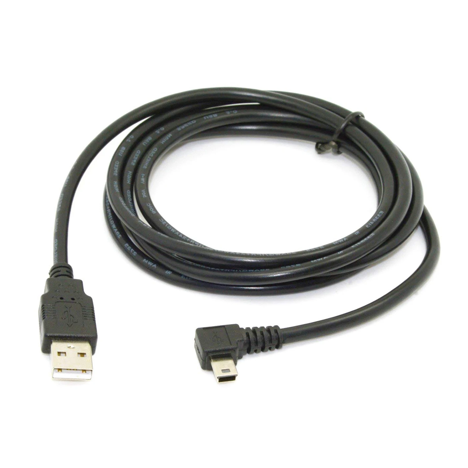 Дата-кабель Mini USB B 5 конт. (штекер)/USB 2.0 (штекер) 1 8 м левый угол 90 градусов черный