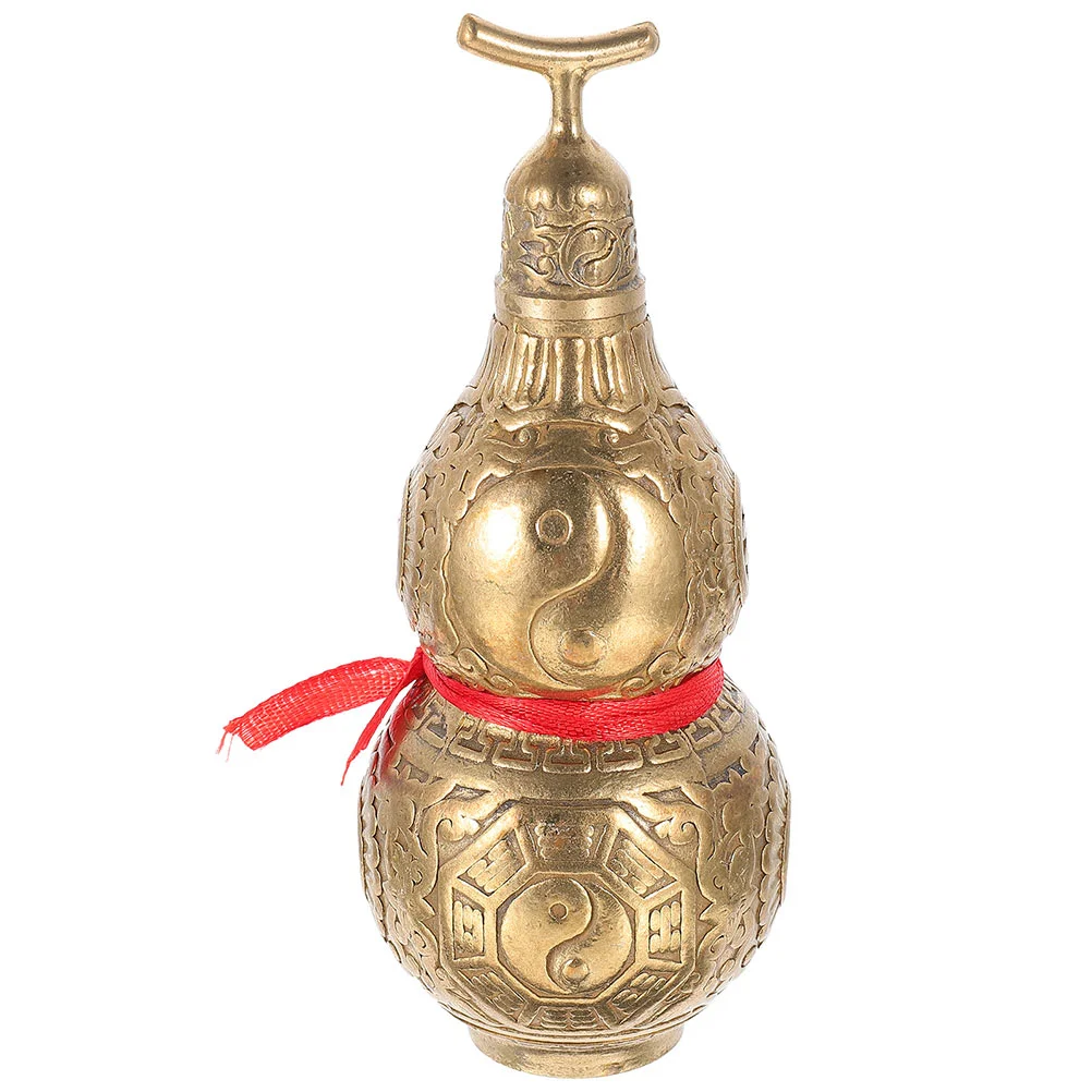 

Gourd Lucky Chinese Statue Figurine Fengshui Wealth Bottle Farmhouse Gold Good Tea Cucurbit Hulu Luck Brass Gift Decor Figurines