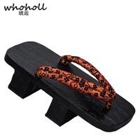 whoholl cosplay geta man women japanese style two toothed wooden slippers shoes clogs slippers anime cos costumes shoes