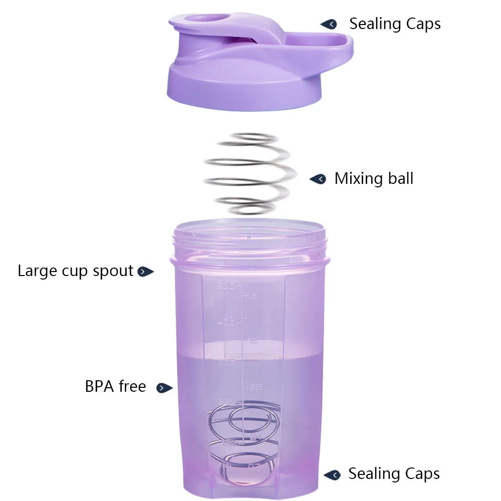 500ml/700ML Shaker Bottle with Wire Whisk Balls Coffee Milk Stirring Cups Protein Mixes Bottles 16-Ounce Portable Mixer BPA Free