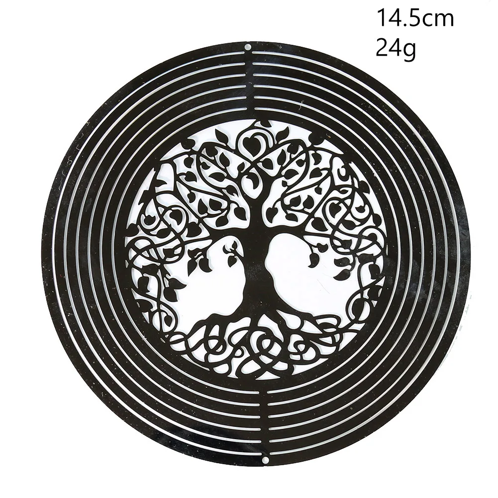 Stainless Steel 3D Rotating Wind Chimes Hummingbird Life Tree Owl Hanging Ornaments Outdoor Home Garden Farmhouse Spiner Decor images - 6
