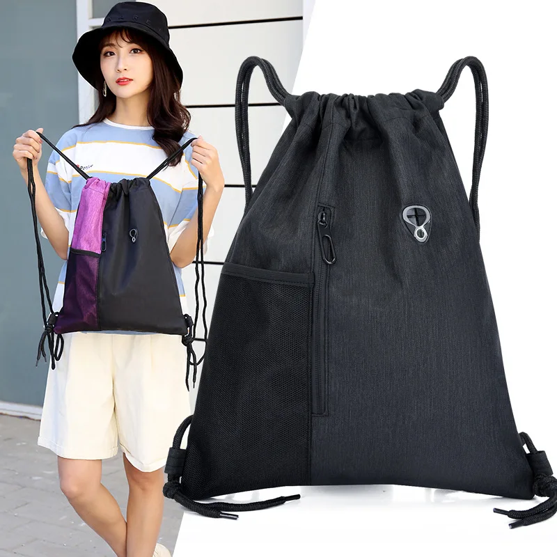 Drawstring Shoulder Bag Casual Shoulder Backpack Men And Women Sports Travel Bag Drawstring Bag Student Backpack Splicing Bag