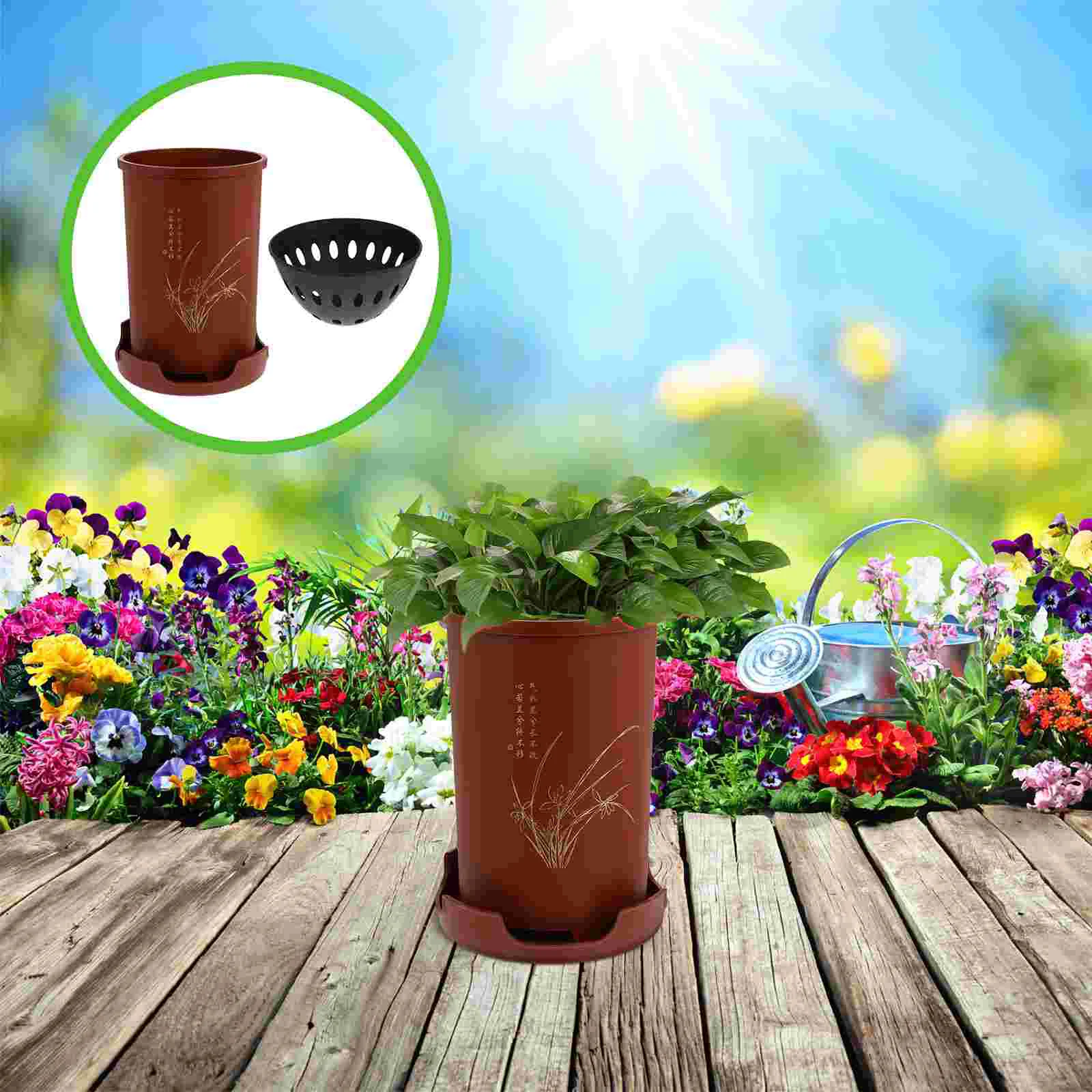 

Pots Pot Orchid Flower Planter Planters Outdoor Indoor Decor Holes Spring Drainage Resin Vase Tall Slotted Succulent Saucer