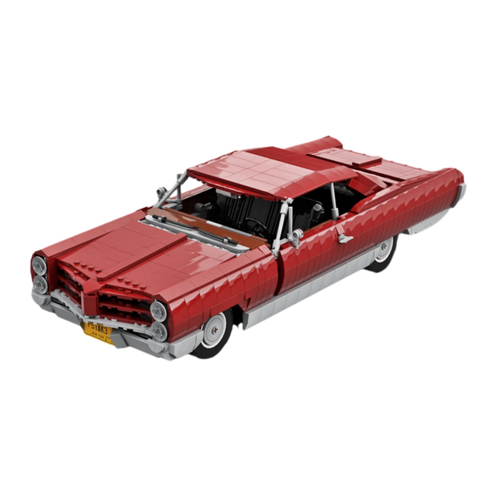 MOC Pontiac Bonneville 1966 темно-красные автомобильные кирпичи модель гоночный ретро