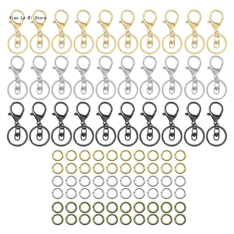 

XXFD Swivel Lobster Clasp Keychain 30mm Round Split Keyrings Keychain Jewelry Making