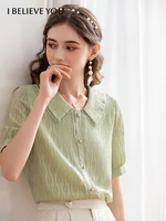 i believe you elegant shirt for women 2022 summer blouse womens half sleeve lace solid chiffon shirts female clothes 2221204384