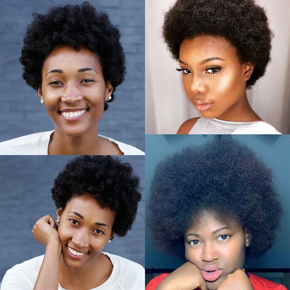Short Afro Curly Headband Wig Short Puff Curly Wig Head Wrap Wig Brazilian Human Hair Wigs for Black Women Turban Wrap Wig