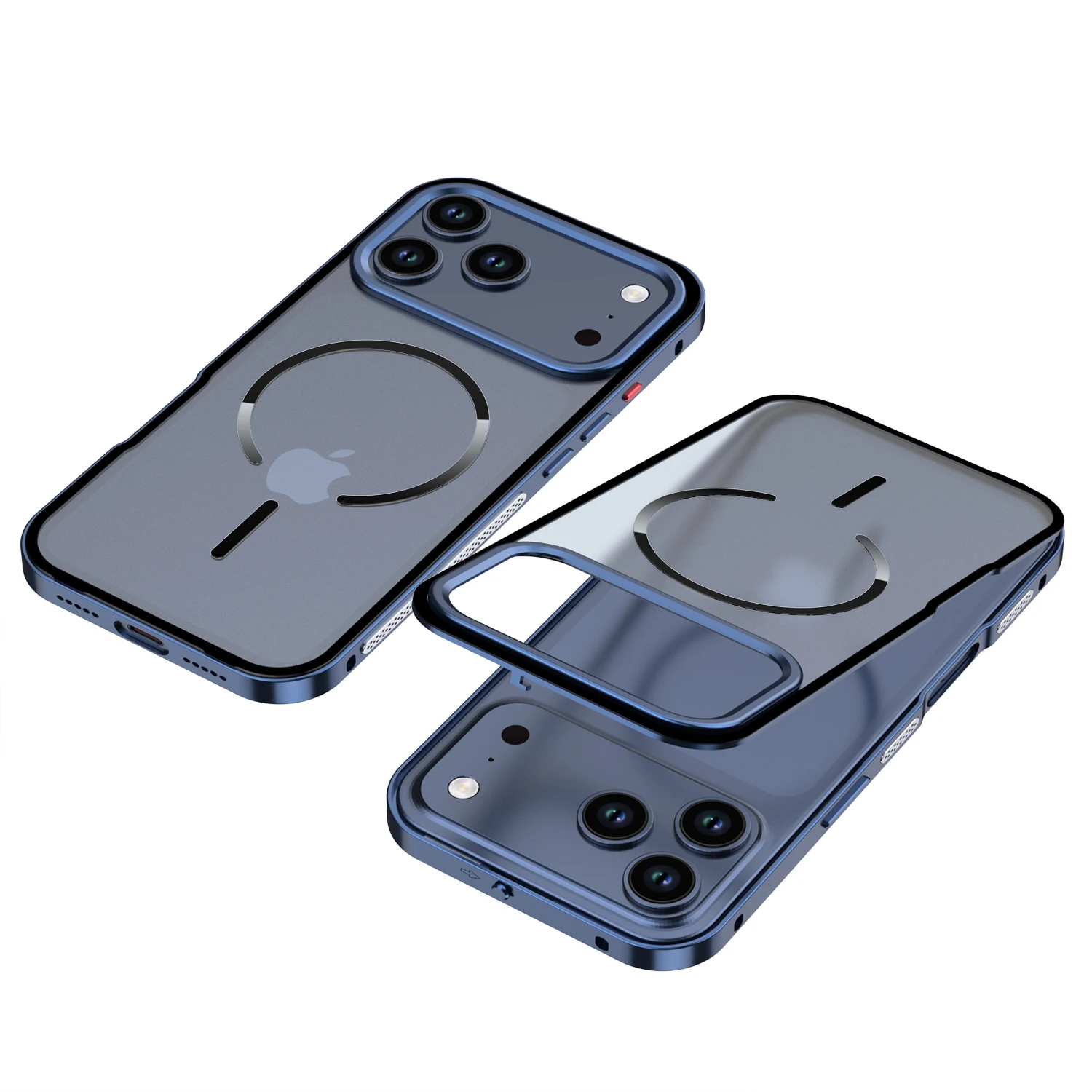 Фото Магнитный металлический чехол для iPhone 17 Pro Max/17 Pro/16 Pro/15 Pro/14 Pro Max, матовый, противоударный, с защитой камеры №1