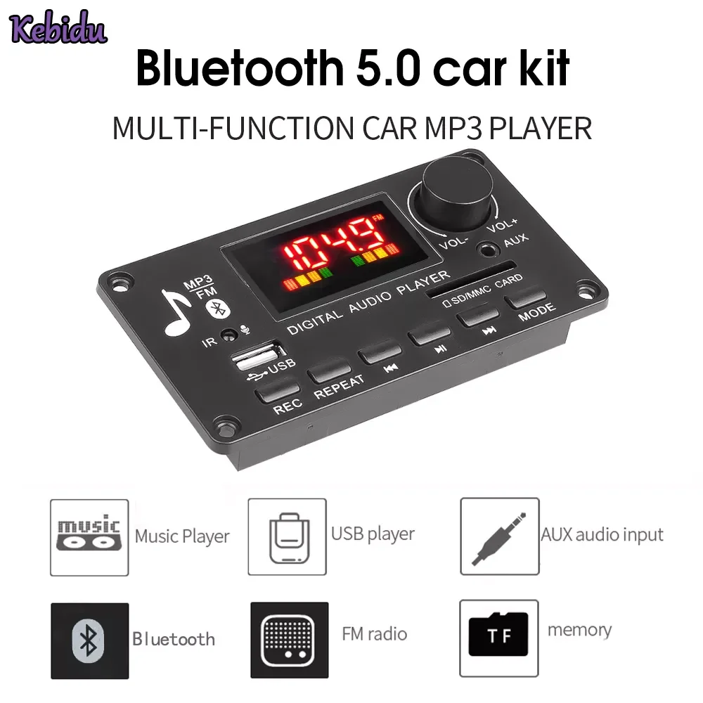 

5V-26V Bluetooth MP3 Decoder Board Car Wireless Audio Player Call Recording Module 2X40W Amplifier Support MP3/WMA/WAV/FLAC/APE