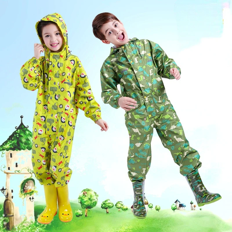 

Children's Bodysuit Raincoat Cartoon Thickened Reflective Strips Anti-dirty Bodysuit Long Rain Coat Rain Equipment Rain Clothes