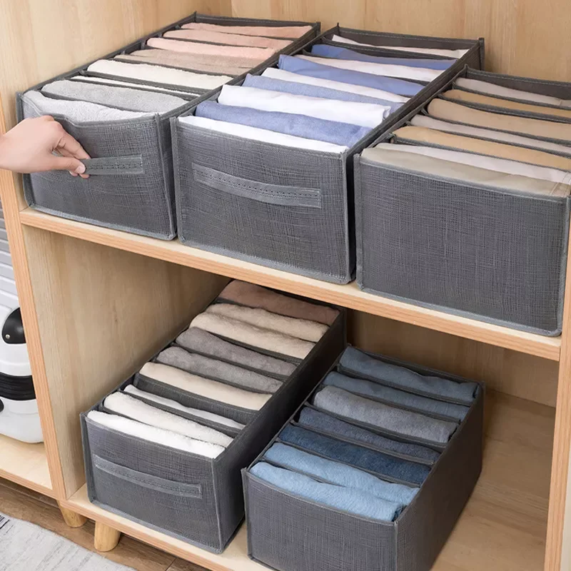 

Jeans Compartment Storage Box Closet Organizer Clothes Separation Box Pants Drawer Divider Storage Underwear Bra Organizer Hot