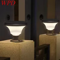 WPD Modern Nordic Post Lamp Creative Waterproof Courtyard Outdoor LED Solar Column Light for Garden Balcony Porch Decor