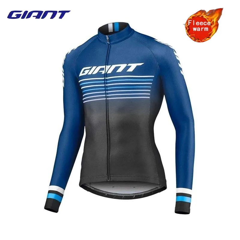 

GIANT cycling jersey Men's Mountain Bike MTB road Bicycle women run long sleeve sports top winter Thermal Fleece cycling wear