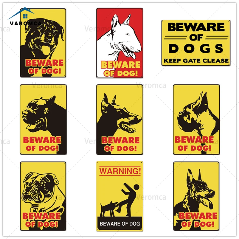 

Beware of Dog Vintage Metal Tin Signs Metal Plates Poster Warning Dog Retro Plaque Home Pet Shop Wall Decor Iron Plates Plaque