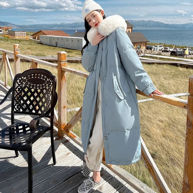 New  Winter Cotton Jacket for Women Korean Version Loose Fashion Hooded Fur Collar Medium Length Thickened Warm Cotton Jacket