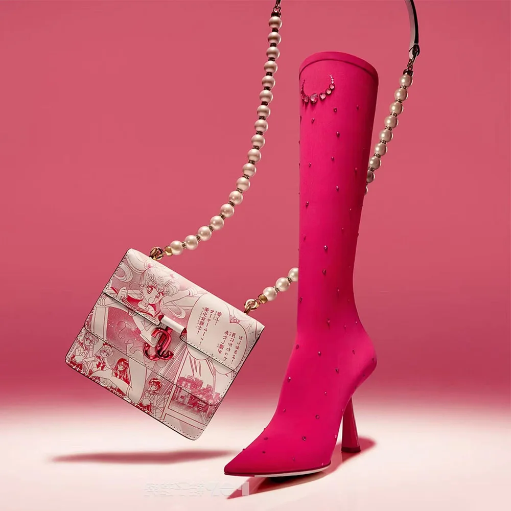 

Женские эластичные сапоги до колена, с острым носком