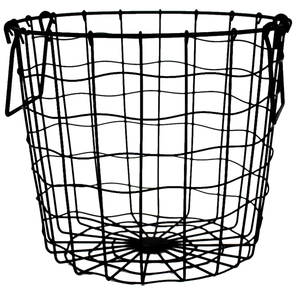 

Round Basket Household Storage Wire Hollow-out Laundry Room Weave Iron Dirty Clothes Holder