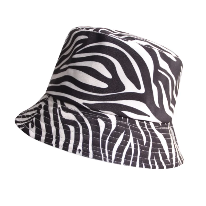 

2022 Zebra stripes Print Bucket Hat Summer Women Man Black White Cotton Cap Girls Outdoor beach Bob Sun Man panama hat