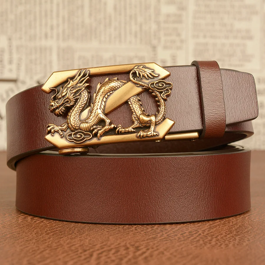 High Quality Men’ Dragon Design Alloy Buckle Split Leather Belt,Fashion Cow Leather Belt,Men Jeans&Casual Pants Accessories Must