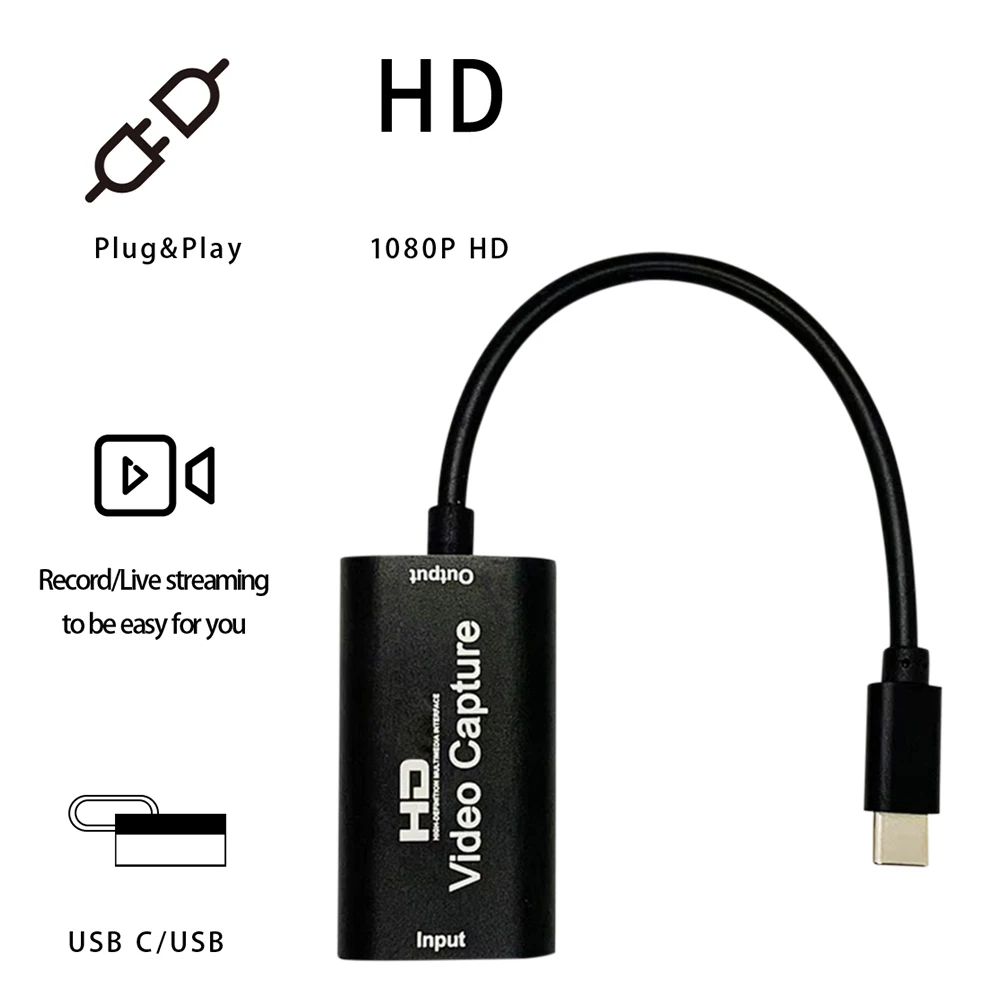 

4K 1080P адаптер для видеозахвата Type-C USB 2,0, видеоигра, запись, постоянный ток 5 в А, запись игровых искусств