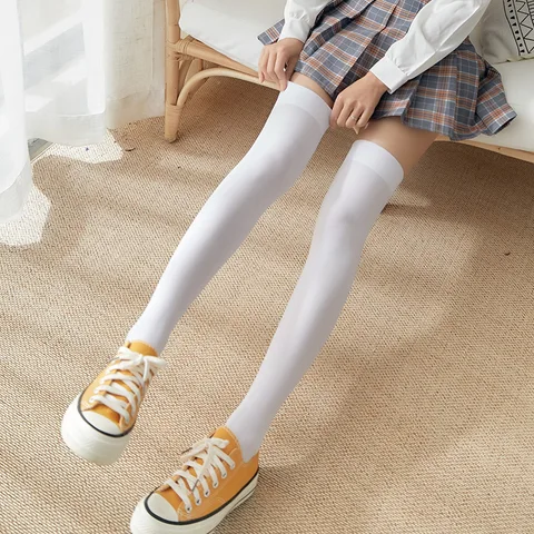 Black White Soild Color Long Socks Women Over Knee Thigh High Over The Knee Sexy Stockings Ladies Girls Warm Knee Socks