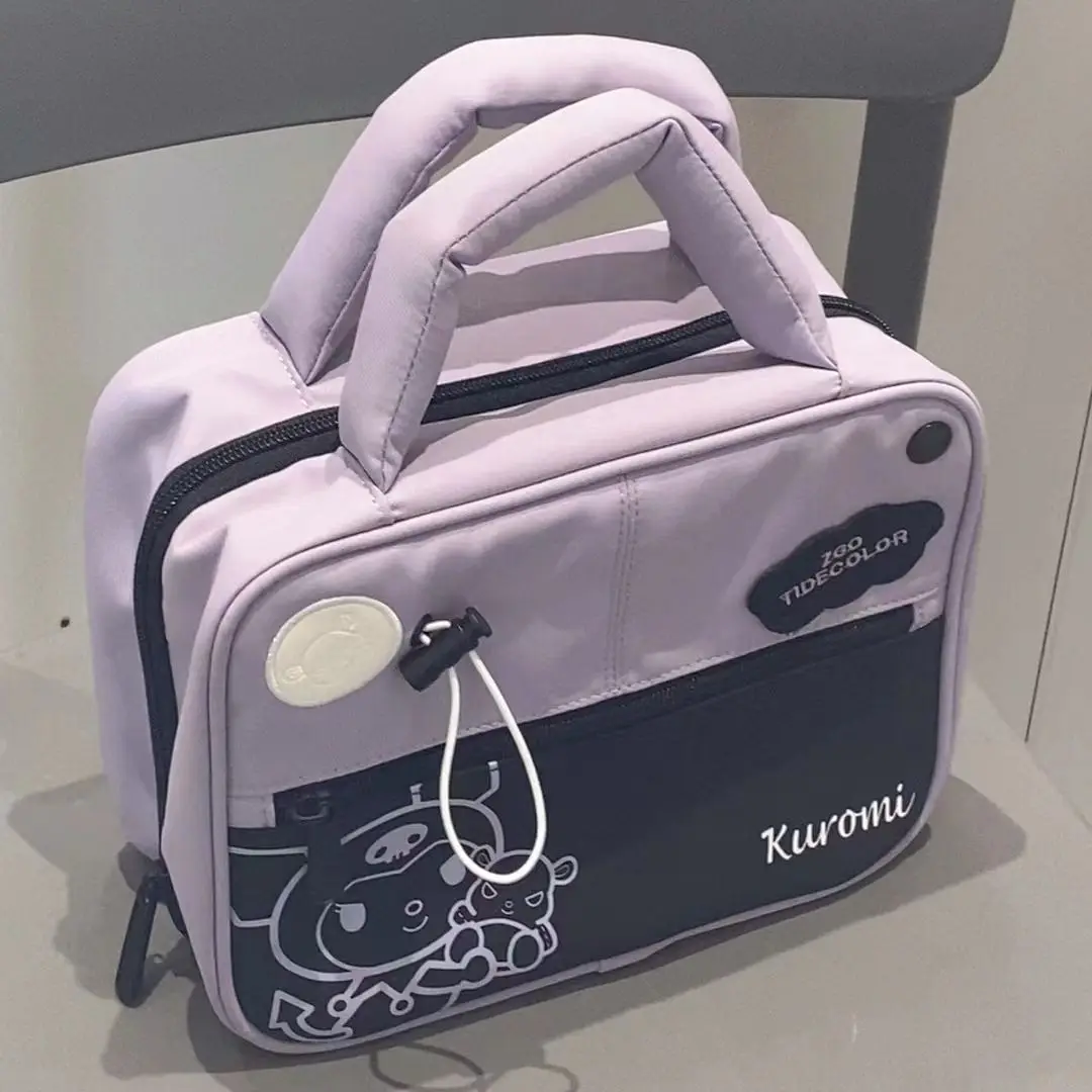 

New Sanrio Anime Kuromi Makeup Bag Cute Cartoon Girl Large Capacity Portable Travel Toiletries Multi-Functional Storage Bag