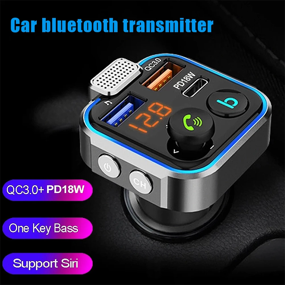 

FM-трансмиттер автомобильный совместимый с Bluetooth 5,0 с MP3-плеером и микрофоном