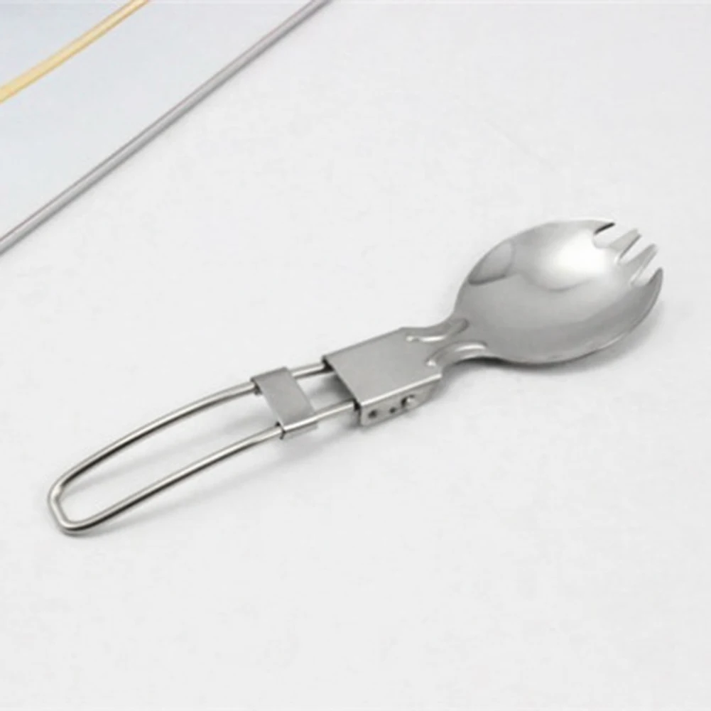 Посуда для кемпинга на открытом воздухе из нержавеющей стали складная ложка и