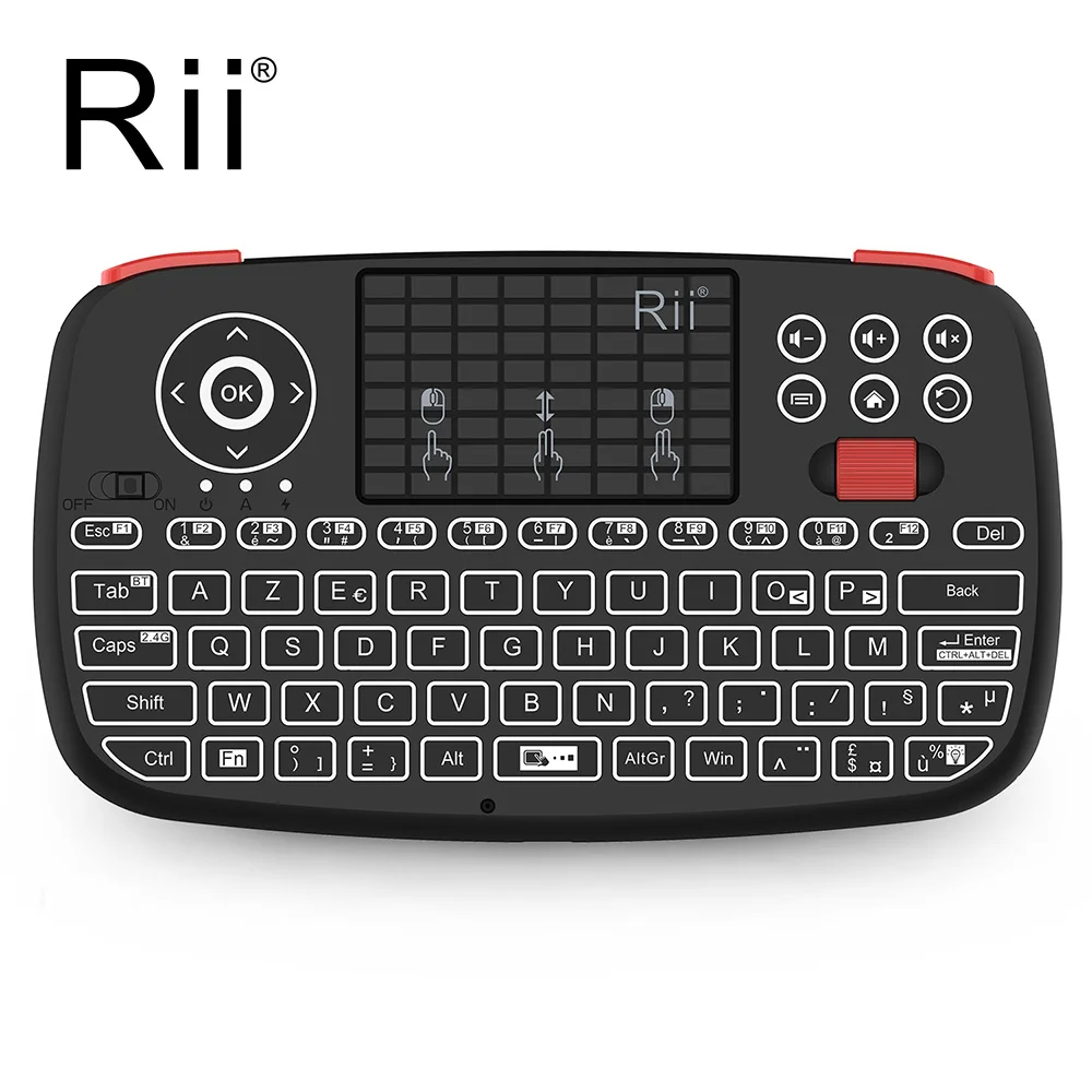 Купи Rii Mini i4 2.4G Hebrew Keyboard Backlight Bluetooth Air Mouse Wireless Touchable Remote Control for Android Smart TV Box за 1,133 рублей в магазине AliExpress