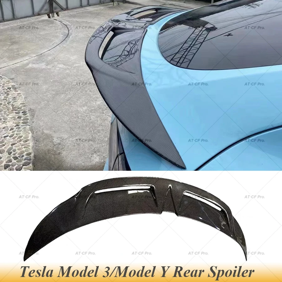 Модель 3/Y Настоящее углеродное волокно/глянцевый черный Задний спойлер Duckbill для