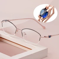 2022 new diamond reading glasses for women anti blue light 0 125 175 retro casual quality women reading glasses with rhinestone
