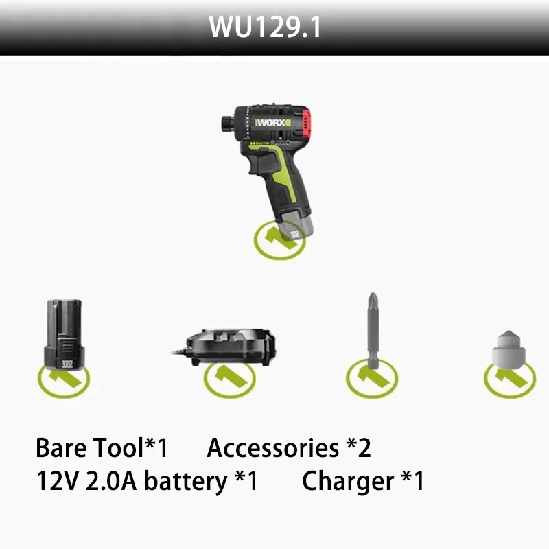 

Аккумуляторная Бесщеточная Электрическая Отвертка WORX 12V WU129 С Литиевой Батареей, Многофункциональный Набор Ударных Отверток