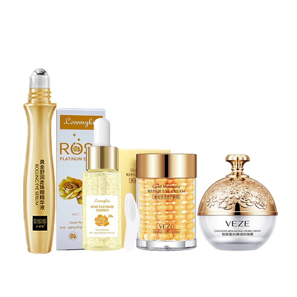 

Facial Products Kit 24K Gold Rose Face Essence Whitening Cream Anti Swelling Eye Bags Eye Serum Korean Cosmetics Skin Care Set