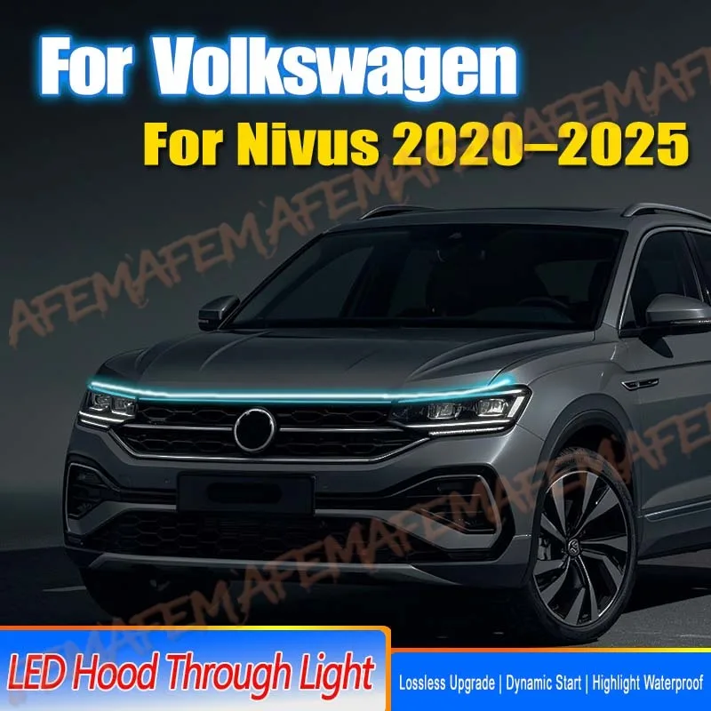 Фото Светодиодные дневные ходовые огни (ДХО) 12В для Volkswagen Nivus 2020-2025, лампа на капот, модификация автомобиля, водонепроницаемые, универсальные №1