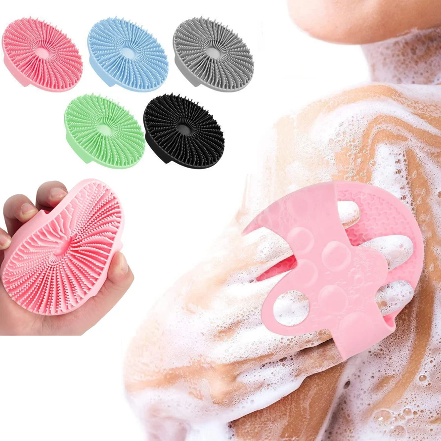 

Bath Brush with Belt Silicone Glove Foaming Skin Scrubbers Hair Massage Exfoliating Head Cleaning scrubber Washing Shower Tool