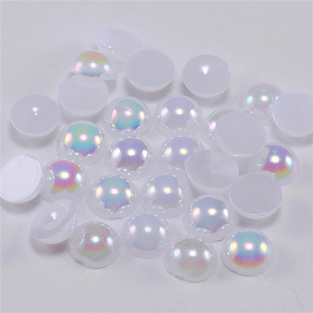 

2mm-14mm Semicircle Flat Bottom AB Color ABS Imitation Pearl Acrylic Resin Half Face Pearl DIY Mobile Phone Manicure