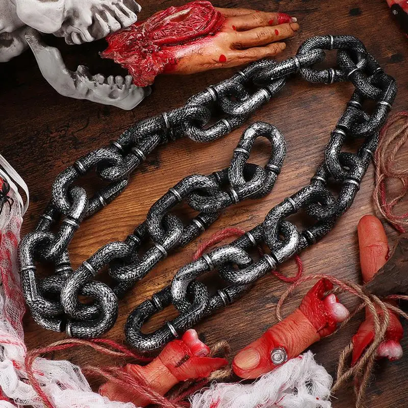 

2pcs Halloween Simulation Large Iron Chain Ball Decoration Halloween Fetters Prop Simulation Iron Chain Prop Prisoner Chain Prop